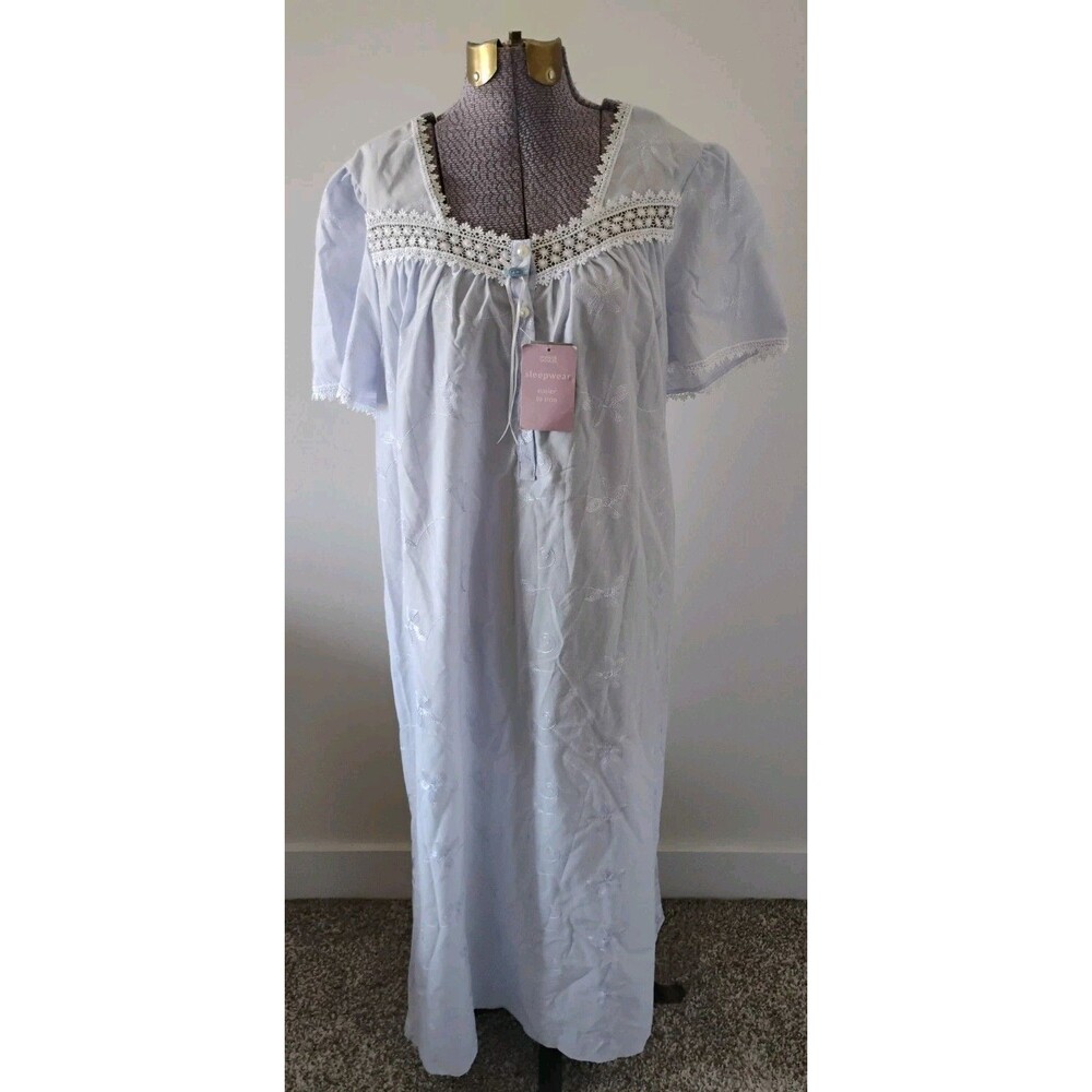 Marks & Spencer Nightgown Gown Lavender Lace Bow Long UK 14-16 Modest New